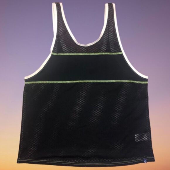 UO Black Mesh Tank w/Lime Green Contrast Stitching size L - Picture 1 of 6
